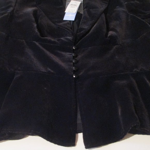 NWT Ladies Ann Taylor Loft Petites Velvet Holiday Button Down Black Dressy Top - Picture 4 of 6